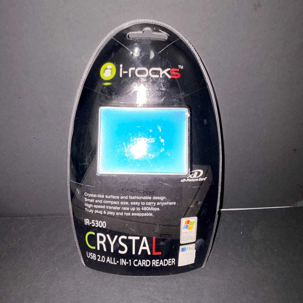 i-Rocks Crystal IR-5300 USB 2.0 All-In-1 Card Reader Blue New Y2K Retro Tech